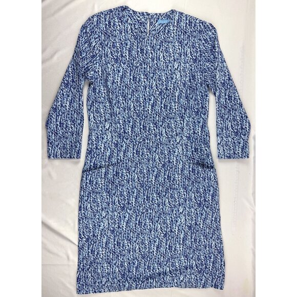J McLaughlin Catalyst Dress Catalina Cloth S Blue Aqua Abstract Geo Print - Picture 2 of 8